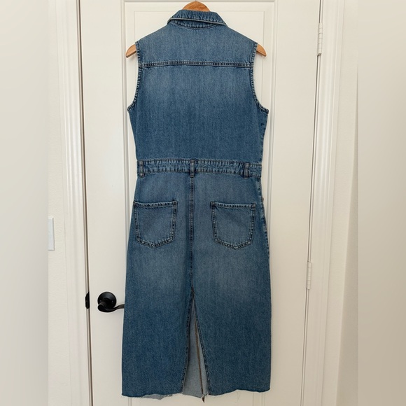 Zara Danielle Denim Asymmetrical Sleeveless Cotton Midi Dress Medium - Picture 6 of 11